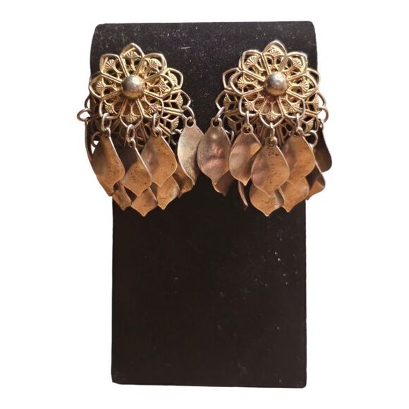 Vintage Boho Leaf Tassel Dreamcatcher Earrings - Picture 8 of 9
